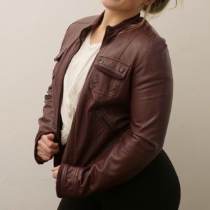 Leather (faux) jacket dark brown/maroon